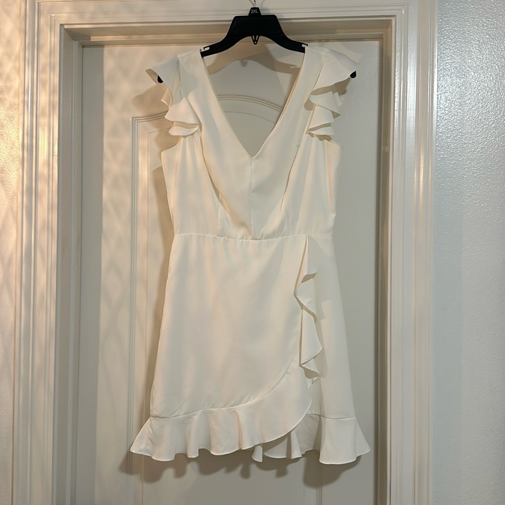 Idem ditto White ruffle mini dress